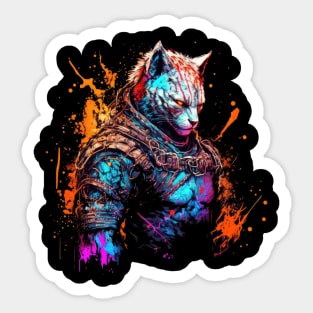 Cyberpunk White Tiger Barbarian Sticker